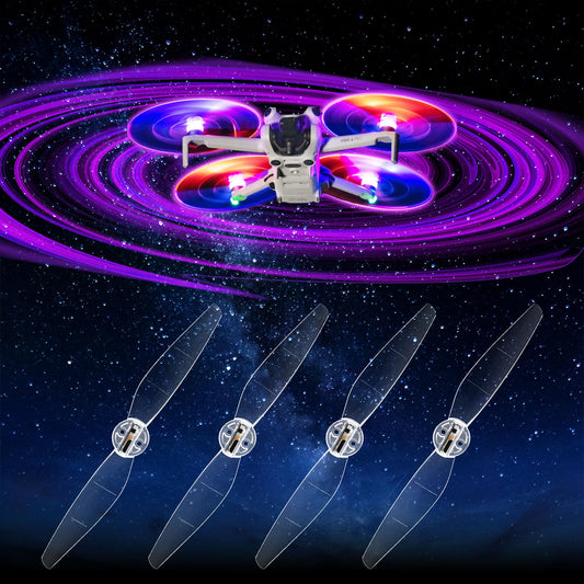 Craznick Mini 4/3 Propellers LED Lights Replacement Prop Blades Low Noise Accessories for DJI Mini 3/4 Fly More Combo Plus Drone (2 Pairs)