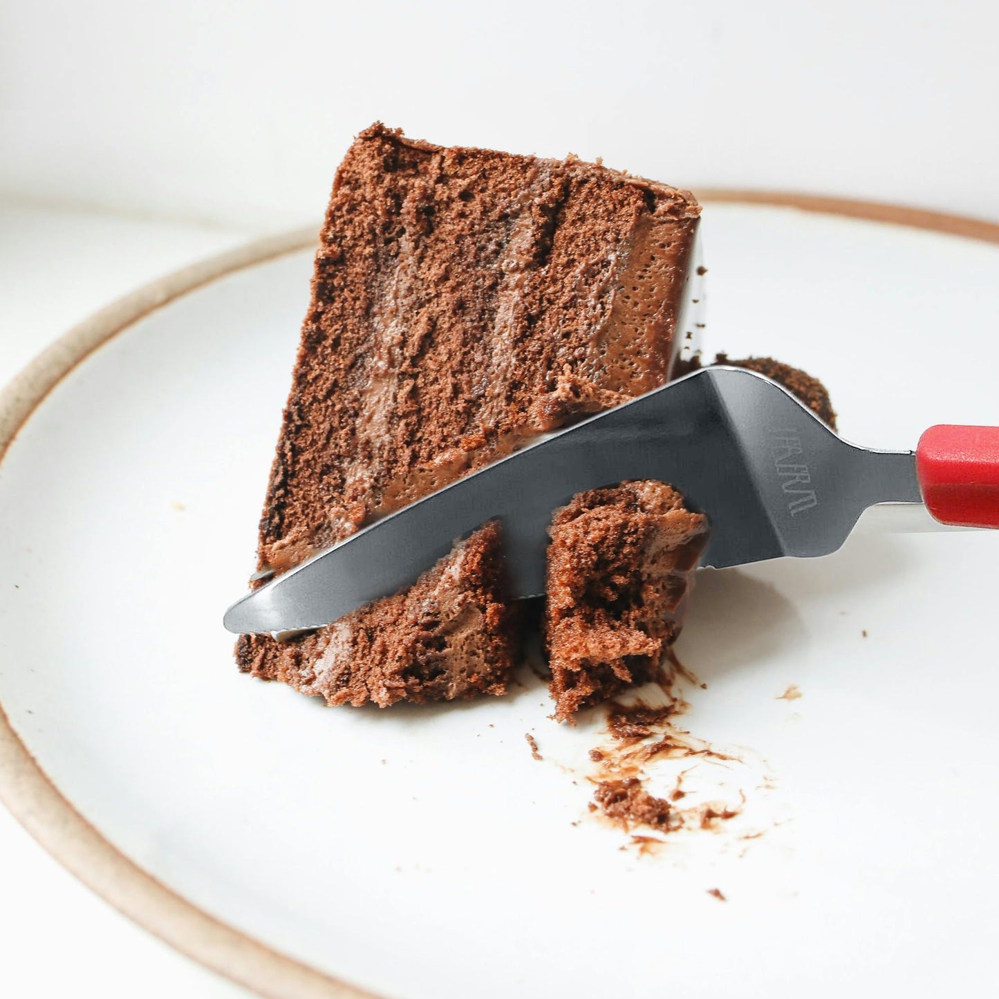 LEGERM Professional Stainless Steel Pie Spatula Server - 2-Pack Red Cake Cutter & Pizza, Dessert Serving Knife Set - Dishwasher Safe Kitchen Tool