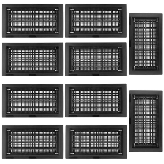 10 Pack 8" x 16" Automatic Foundation Vent for Ventilating Crawl Space Replacement Auto Air Vent, Black