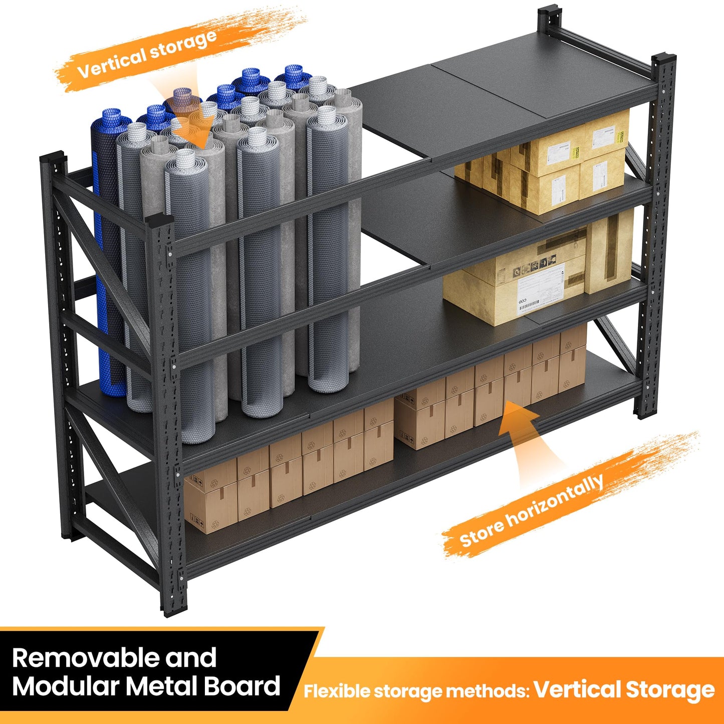 40”W Metal Storage Shelves, 20” Deep Heavy Duty Garage Shelving Units, 4 Tier Storage rack shelf, Steel Tall Industrial Shelving , Adjustable Standing Shelf for Warehouse / Shop 40"W x 20"D x 60"H