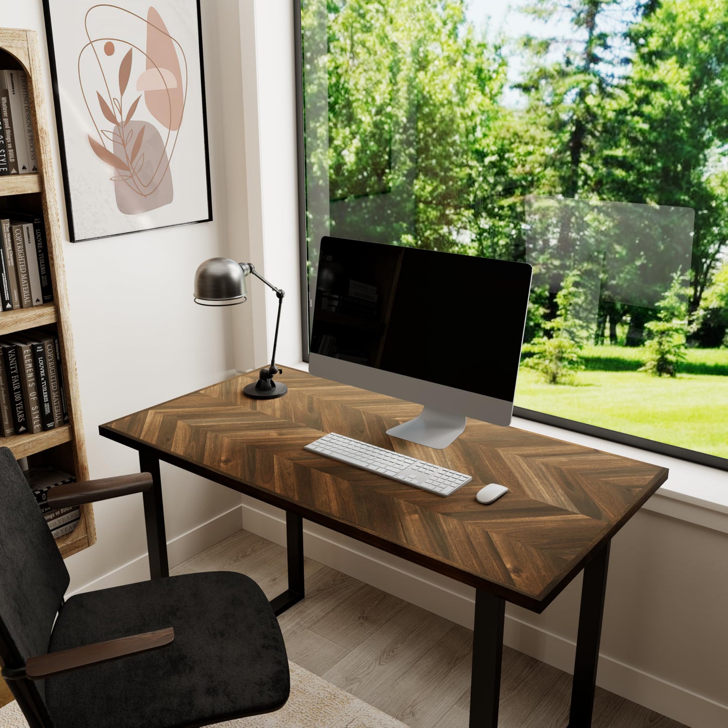 Howizz 72x30 in Solid Wood Table Top - 1in Thick Butcher Block Countertop for Standing Desk, Office Table, Workbench, DIY Furniture Projects, Dark Walnut Chevron