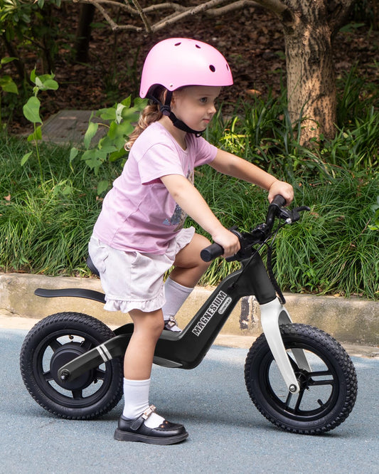 GROWNEER Electric Balance Bike for Kids 3-5 Year Old Boys Girls, 12 Inch Pneumatic Tires, 3 Speed Settings (3.1/6.2/9.3 mph), Light-up Front Tire & Adjustable Seat, 9.3 Mile Range, Black