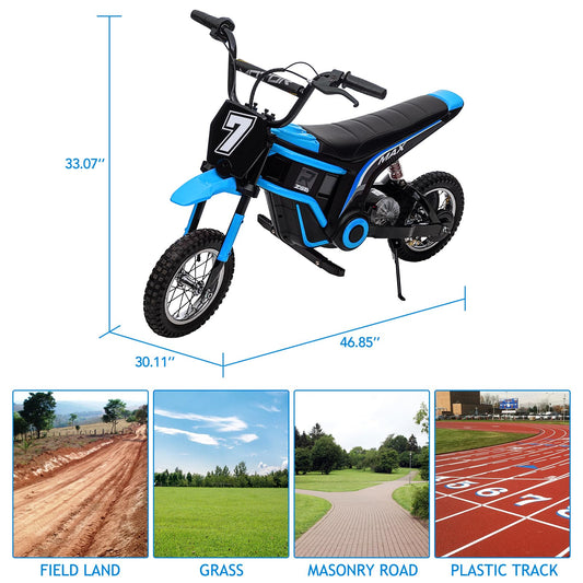 GarveeLife 24V Electric Dirt Bike for Kids 8-14, Motorcycle With Authentic Motocross Geometry, Rear-Wheel Drive, High-Torque Motor, Blue