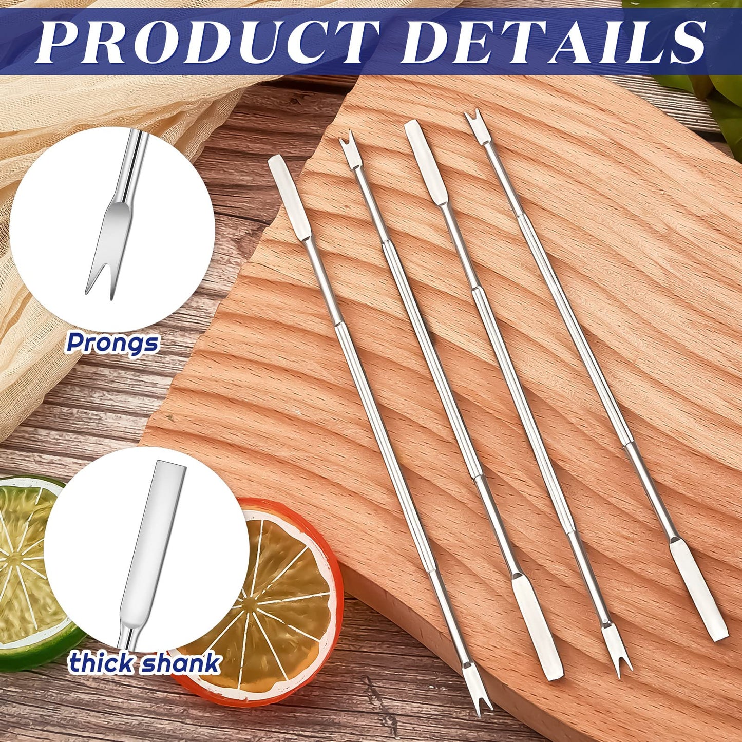 Yaomiao 40 Pcs Stainless Steel Seafood Forks Set Silver 6.8 Inch Crab Forks Seafood Tools Crab Legs Utensils Picks for Eating Lobster Leg Shrimp