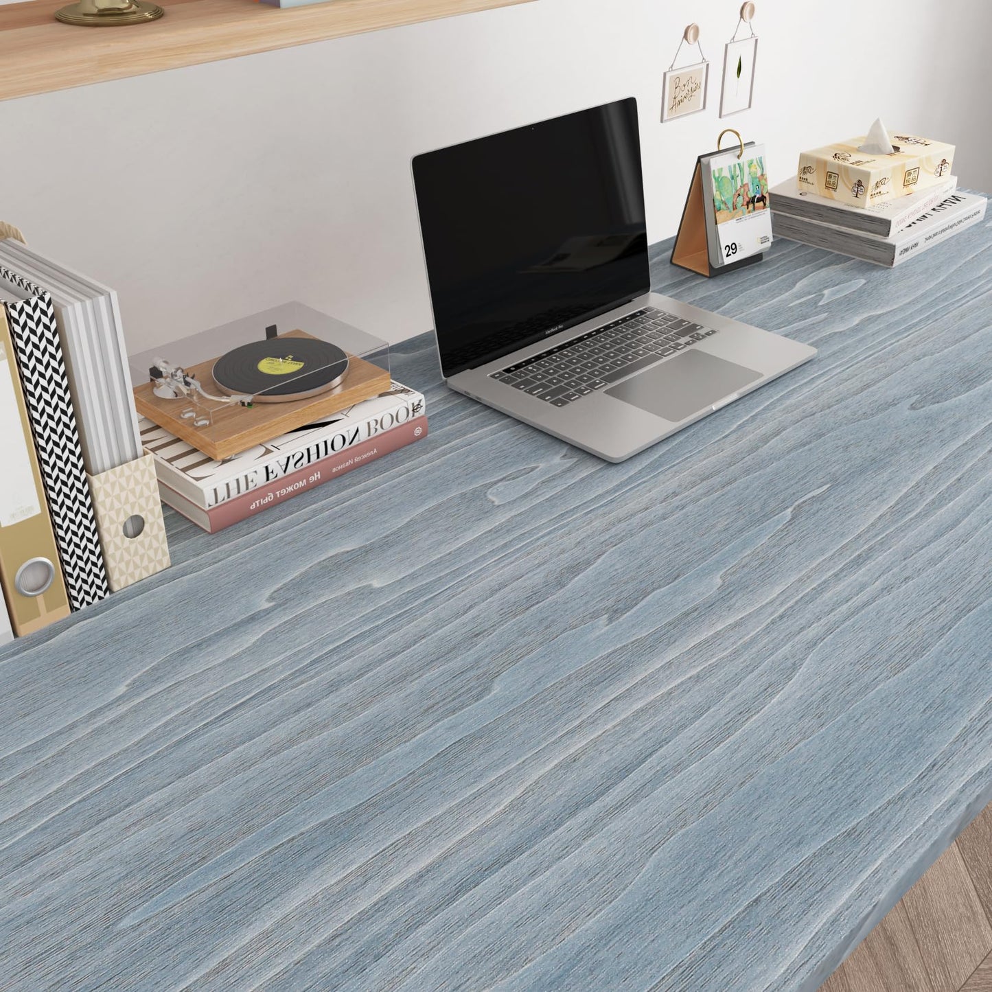 Livelynine Light Blue Wood Wallpaper Peel and Stick Wood Grain Contact Paper for Countertops Cabinets Desk Cover Kitchen Countertop Vinyl Wrap Waterproof Adhesive Cabinet Wall Paper Liner 15.8x78.8