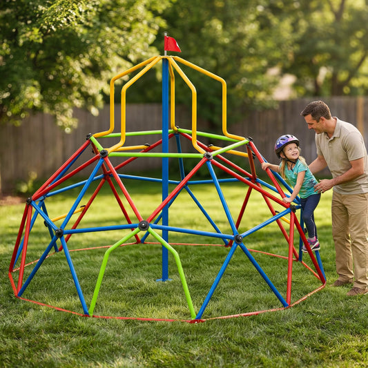 Zupapa 10FT Climbing Dome with Tower, Outdoor 10FT Geometric Dome Climber Tower for Kids 3-10 Supporting 1200 lbs, Easy Assembly Playground Jungle Gym Backyard Play Equipment