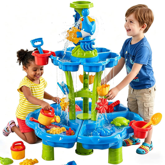 JUKUDAHU Water Table for Kids Ages 4-8 3-5, Sand and Water Table for Toddler with Beach Toys, Outdoor Toys Activity Sensory Play Table, Birthday Gifts for Toddlers 2 3 4 5 6 7 8 Boys Girls