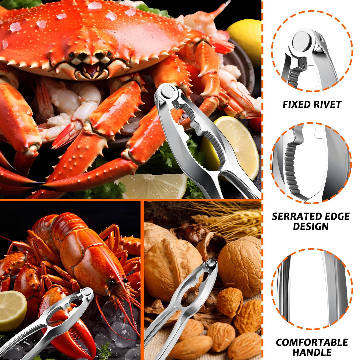 Seafood Crab Crackers and Tools, 21 Pcs Crab Leg Crackers, Nut Cracker Set, Seafood Tools Include 5 Crab Crackers, 5 Lobster Shellers, 5 Crab Leg Forks, 5 Seafood Scissors, mobzio Crab Legs Utensils
