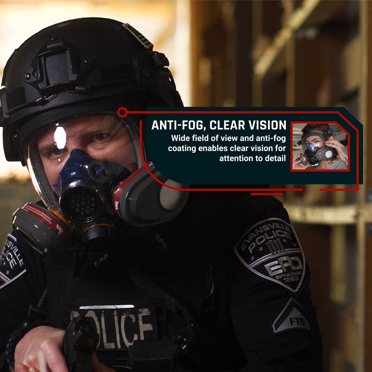 Parcil Distribution PD-101 Inferno Red Mirrored Full Face Organic Vapor & Particulate Respirator - Dual Activated Charcoal Filtration - Full Face Eye Protection Mask