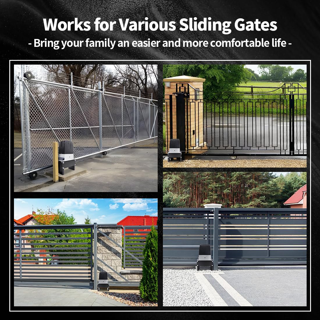 TOPENS DKC2000S Solar Sliding Gate Opener Chain Drive Automatic Gate Motor for Heavy Driveway Slide Gates Up to 4400 Pounds, Electric Gate Operator Battery Powered with Solar Panel Remote Control Kit