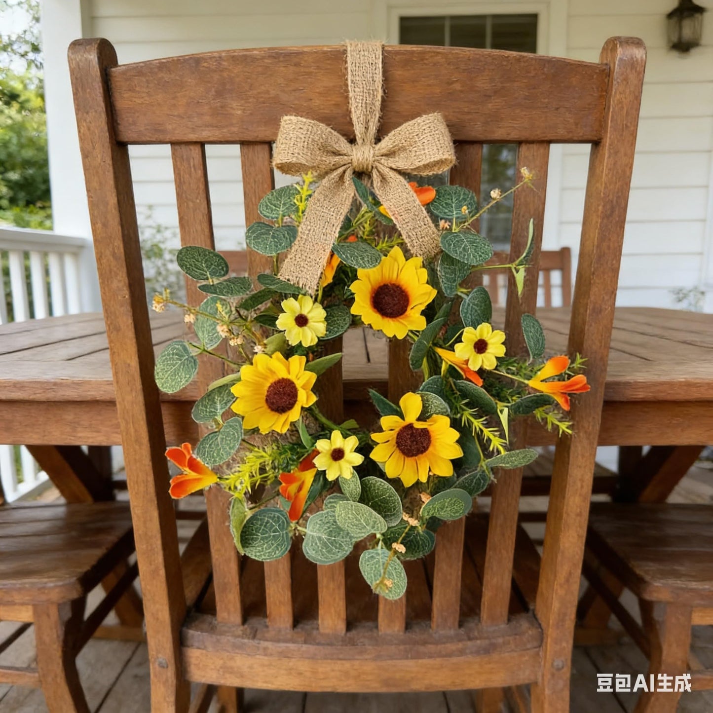 6 Pcs Summer Sunflower Mini Hanging Wreaths for Cabinets Artificial Small Candle Ring Wreaths with Daisy Flower and Eucalyptus Leaves for Home Kitchen Front Door Window Farmhouse Porch Wall Decor