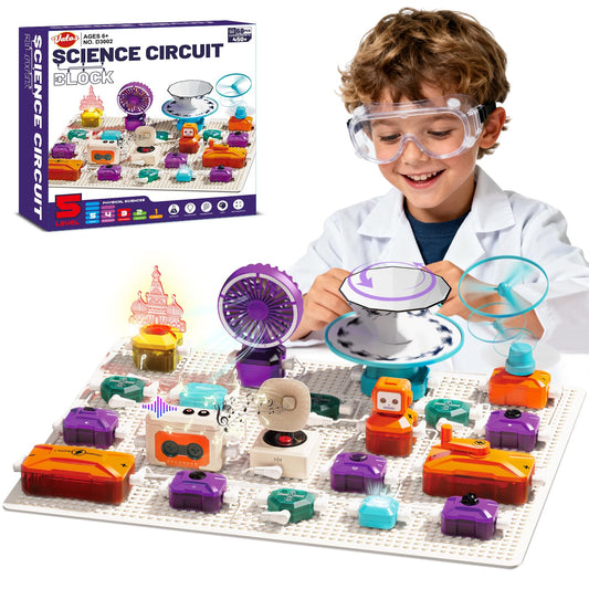 VATOS Science Circuit for Kids Ages 6-12, 68PCS Electronics Building Kit with 450+ STEM Projects, Rotational Imaging, Sound Recording & Playback, Dual Power STEM Educational Toys for Boys Girls