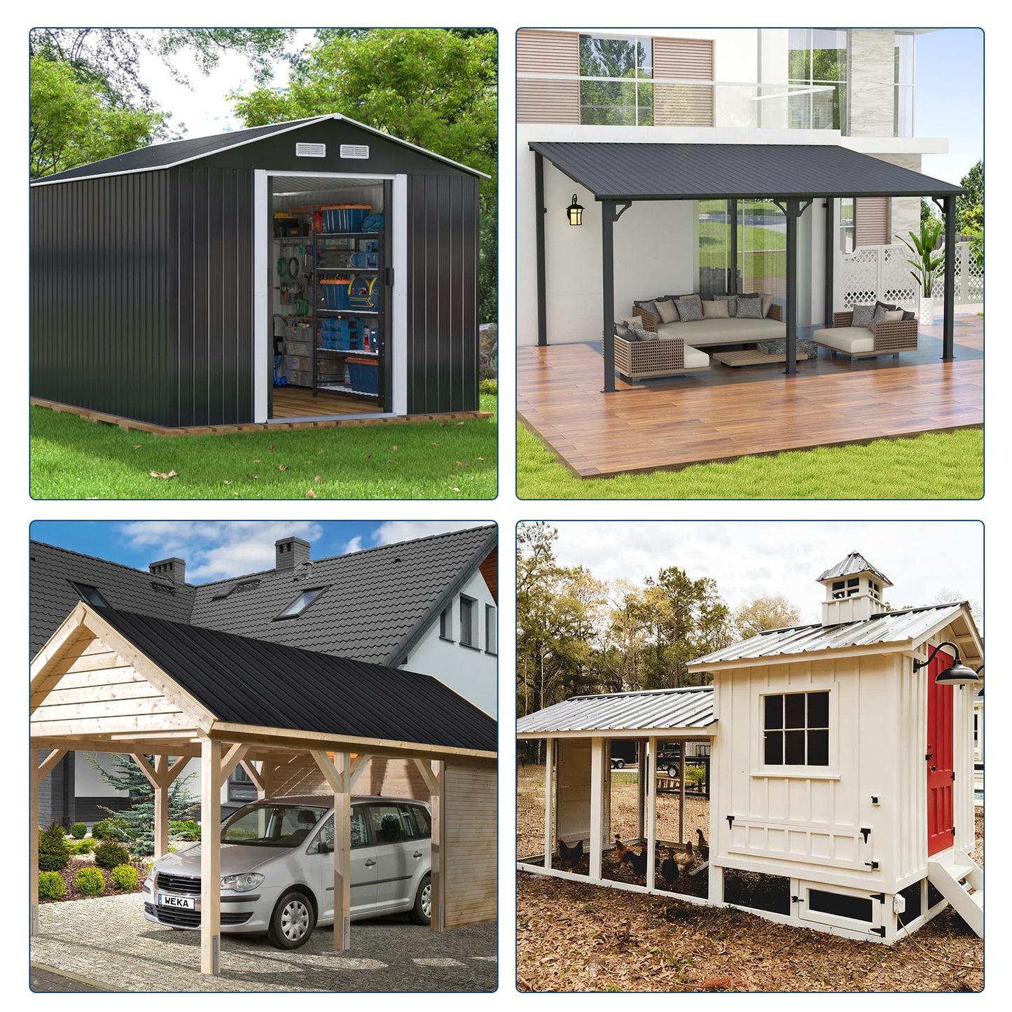 20pcs Metal Roofing Panels, 6ft Corrugated Metal Roof Panels with Screws, Heavy Duty Waterproof Galvanized Steel Roof Sheets for Outdoor Carport, Garage, Shed, Warehouse, Porch, Pergola, Patio