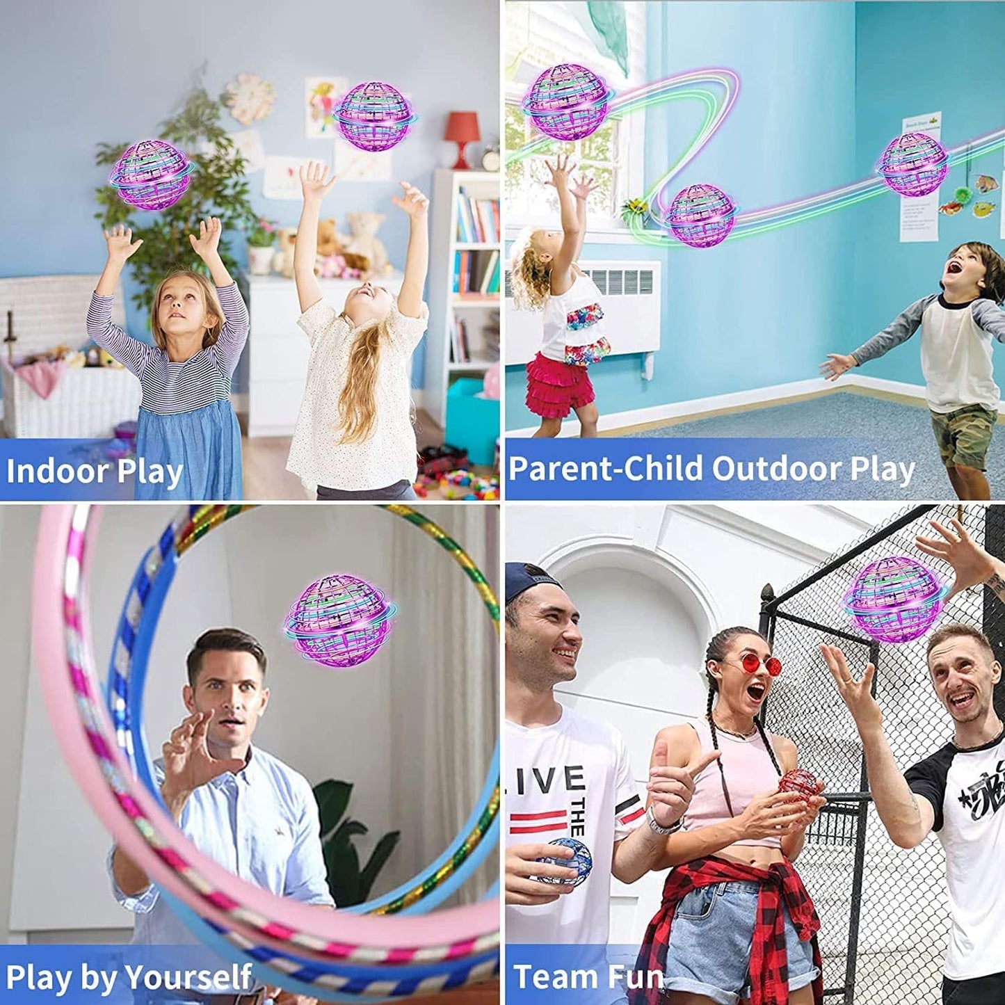 Flying Orb Ball Toys, Galaxy Ball 2024 Hover Ball Soaring Nebula Flying Orb, Hand Controlled Boomerang Galactic iFly Spinner, RGB Light Magic Space UFO Toy, Mini Drone for Kid Adults Outdoor Indoor