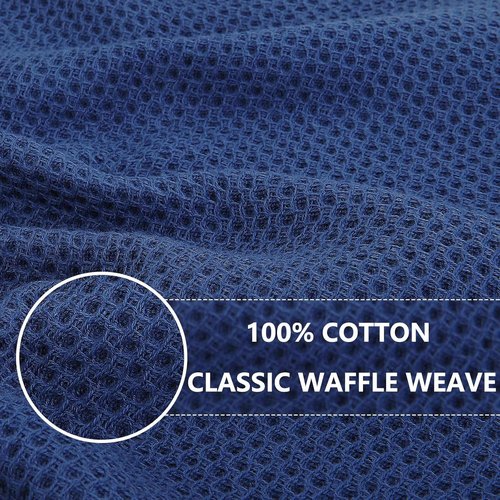 Homaxy Kitchen Dish Towels - Ultra Soft 100% Cotton Waffle Weave, Quick Drying, 4-Pack, Navy Blue | 13 x 28 Inches