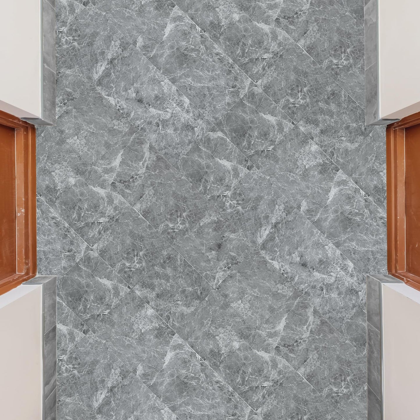 Art3dwallpanels Peel and Stick Floor Tiles 30-Pack 12 x 12 inch, Self Adhesive Waterproof Vinyl Flooring Marble Pattern for Kitchen, Dining Room, Bedrooms, Cover 30 Sq. Ft, Grey Marble