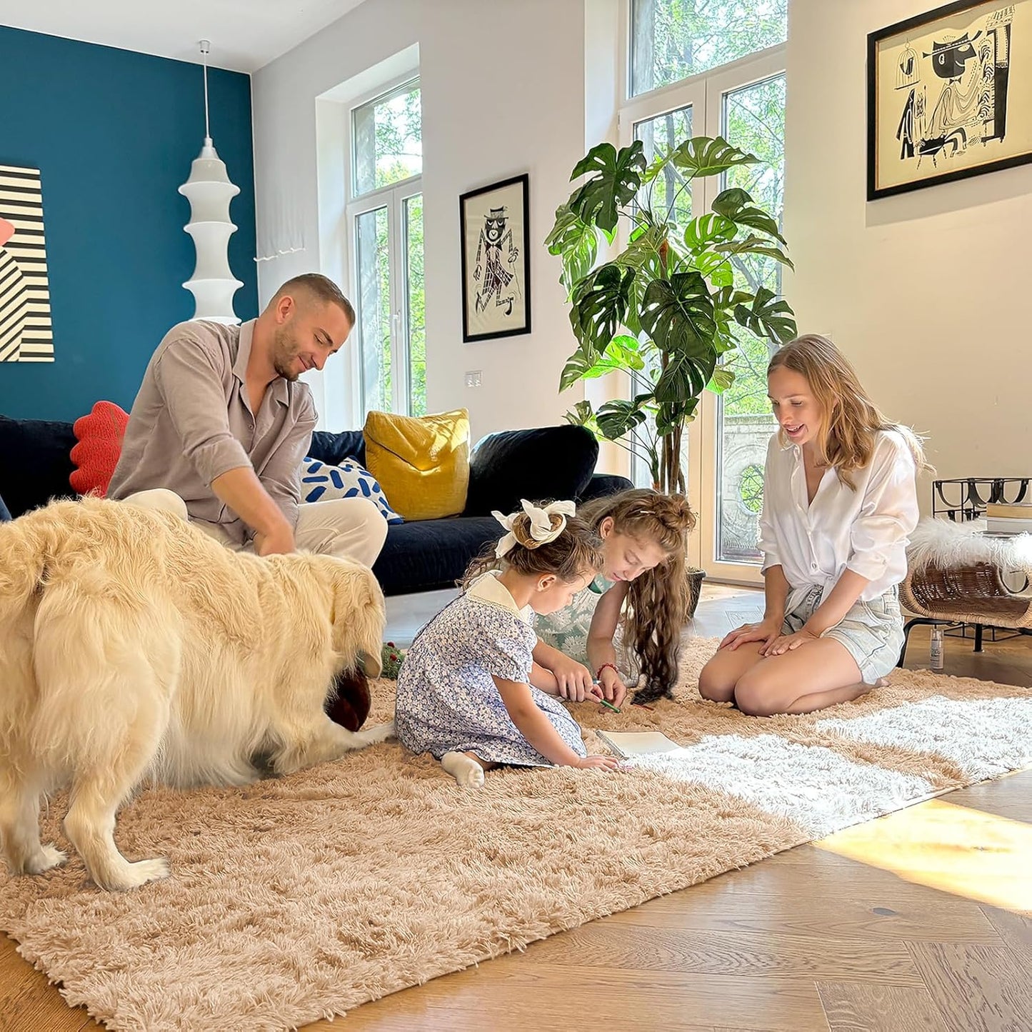 OLANLY Machine Washable 2x8 Runner Rug - Soft Fluffy Shaggy Design for Bedroom & Hallway | Beige Indoor Carpet