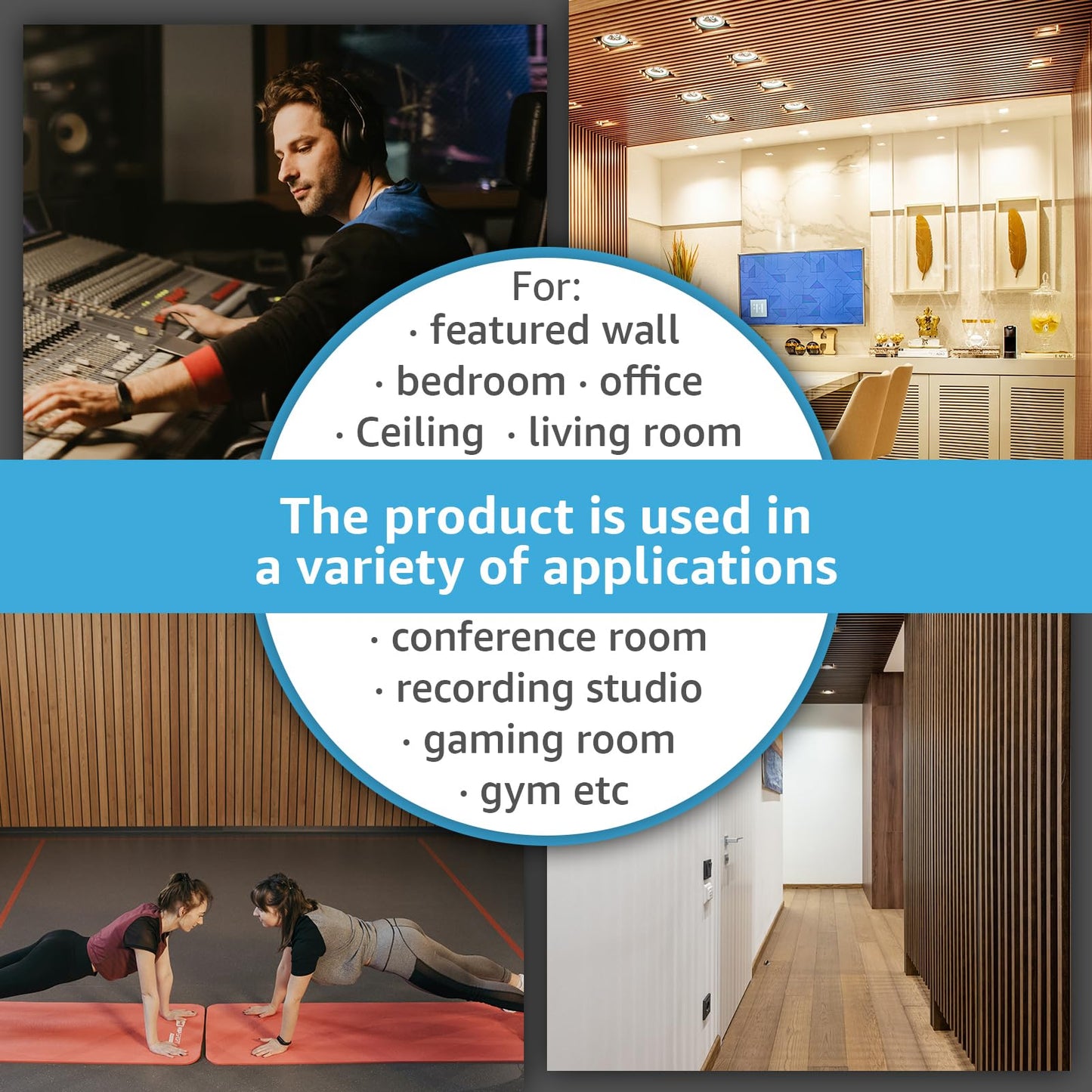 Art3d 2-Pack 108" x 12" Acoustic Wood Panels for Wall, Soundproof Wood Slat Panel for Wall and Ceiling, 3D Fluted Sound Absorbing Paneling for Interior Wall Decor, Living Room, Bedroom - Oak