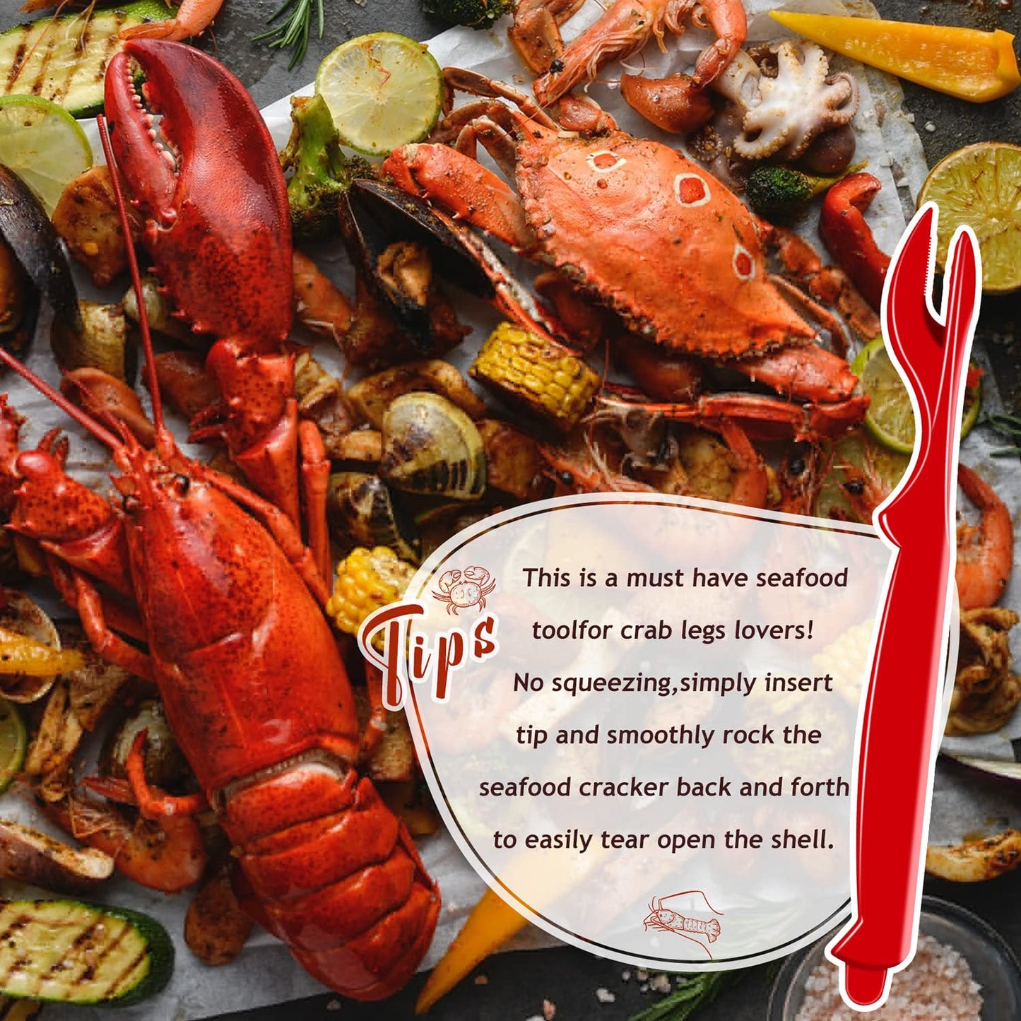 20Pcs Crab Legs Crackers - Crackers Picks Tools Set for Lobster, Crab, Crawfish, Prawns, Shrimp, Easy Opener Shellfish Picks Knife, Seafood Tools