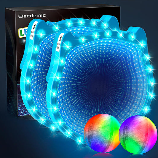 Elecdemic 3D LED Light Up Toss Catch Ball Game Set Outdoor Toys Baseball Tennis Gifts Camping Party Glow in the Dark Throw Paddle Age 3 4 5 6 7 8 9 10 11 12 Year Old Boy Girl Kid Adult Family Birthday
