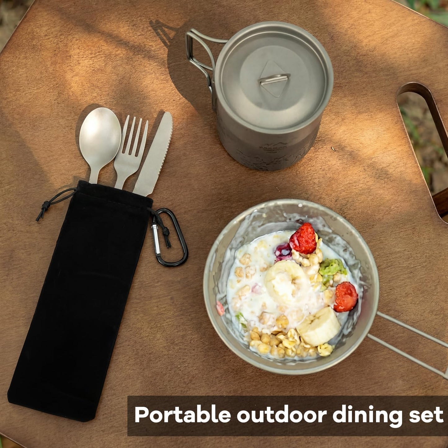 Hushee 6 Pcs Titanium Flatware Knife Fork Spoon Set Ultralight Camping Spoon Fork Backpacking Camping Utensil Cutlery Set with Storage Bag for Outdoor Hiking Travel Cooking Picnic