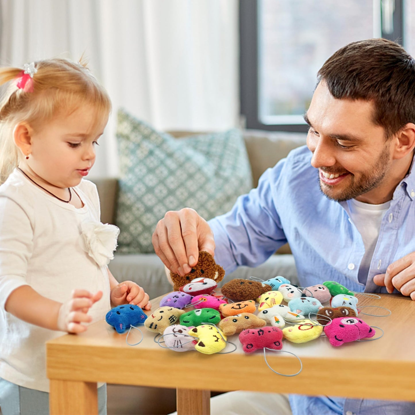XIPEGPA 46 PCS Mini Animal Plush Toys Set Cute Small Animal Stuffed Toy Keychain for Party Favors Keychain Ornament for Goody Bag Easter Egg Stuffers Carnival Birthday Party Classroom Prizes
