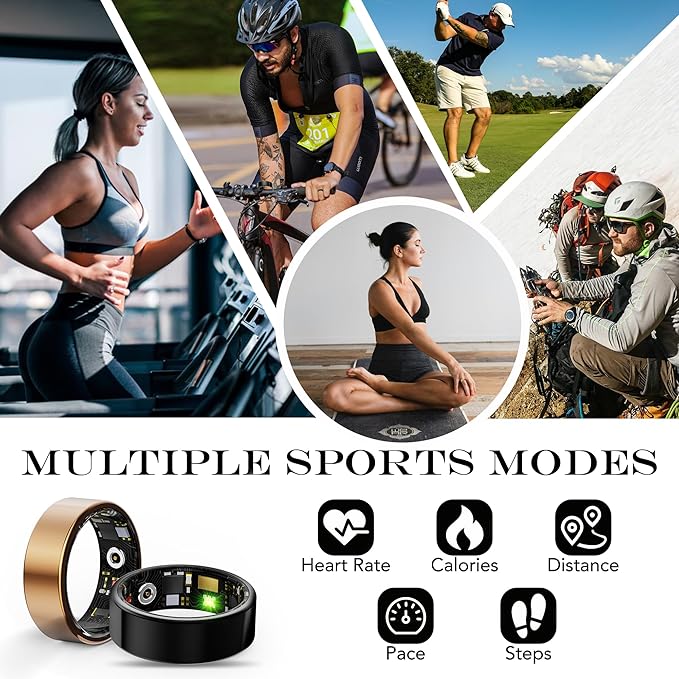Smart Health Ring for Women Men Fitness Tracker with Heart Rate, Blood Oxygen, Blood Pressure, Sleep Monitoring, Step Counting, IP68 Waterproof for iOS and Android, No Subscription Fee, Silver 11