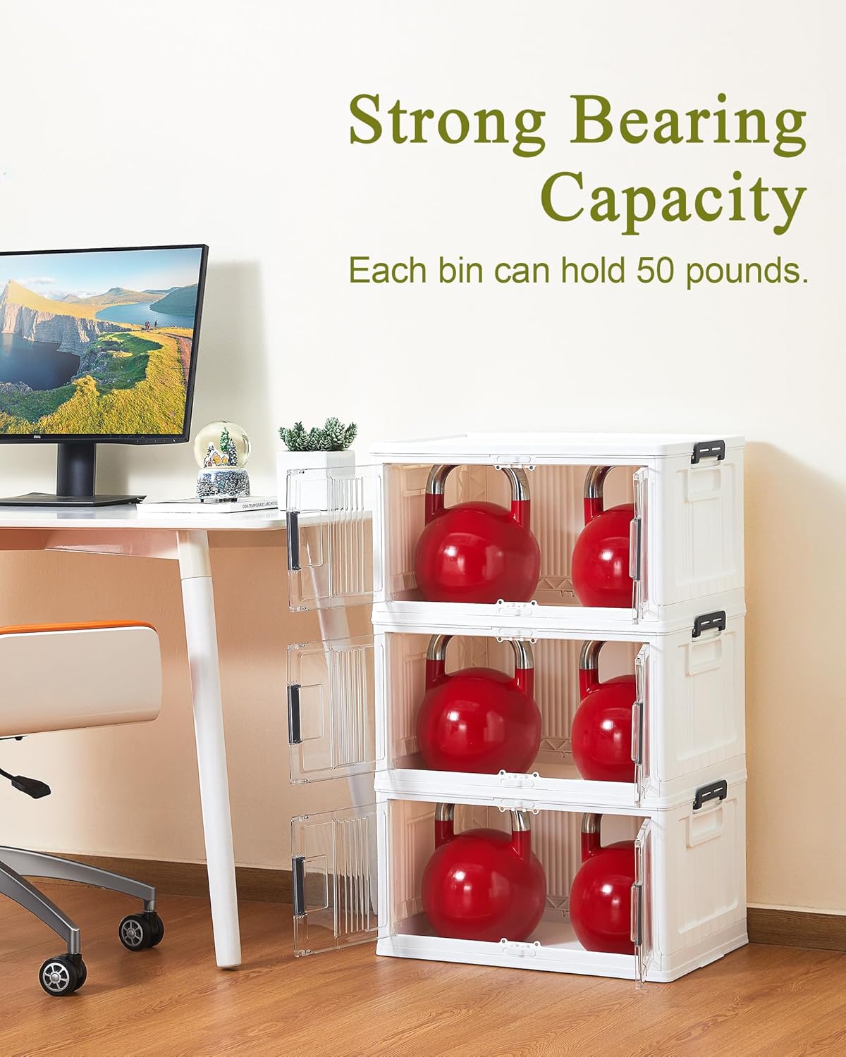 OlarHike 48QT Lockable Storage Bins - Collapsible Plastic Organizer with Lids & Wheels | 4-Pack Set