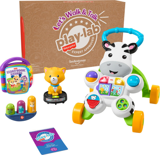 Fisher-Price Baby & Toddler Play Kit Let’s Walk & Talk Gift Set, Developmental Toys & Activity Guide for Infants Ages 9+ Months