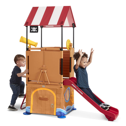 Radio Flyer Play & Fold Away Pirate Ship, Toddler Climber, Kids Playhouse for Ages 2-5