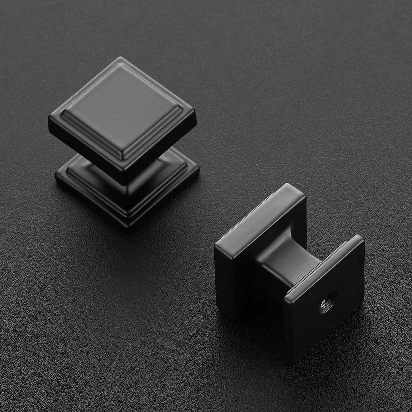 Ravinte 5 Pack Matte Black Square Kitchen Cabinet Knobs,Zinc Solid Drawer Pulls,Farmouse Handles for Cupboard, Dresser, Closet and Bathroom, Modern Cabinet Hardware