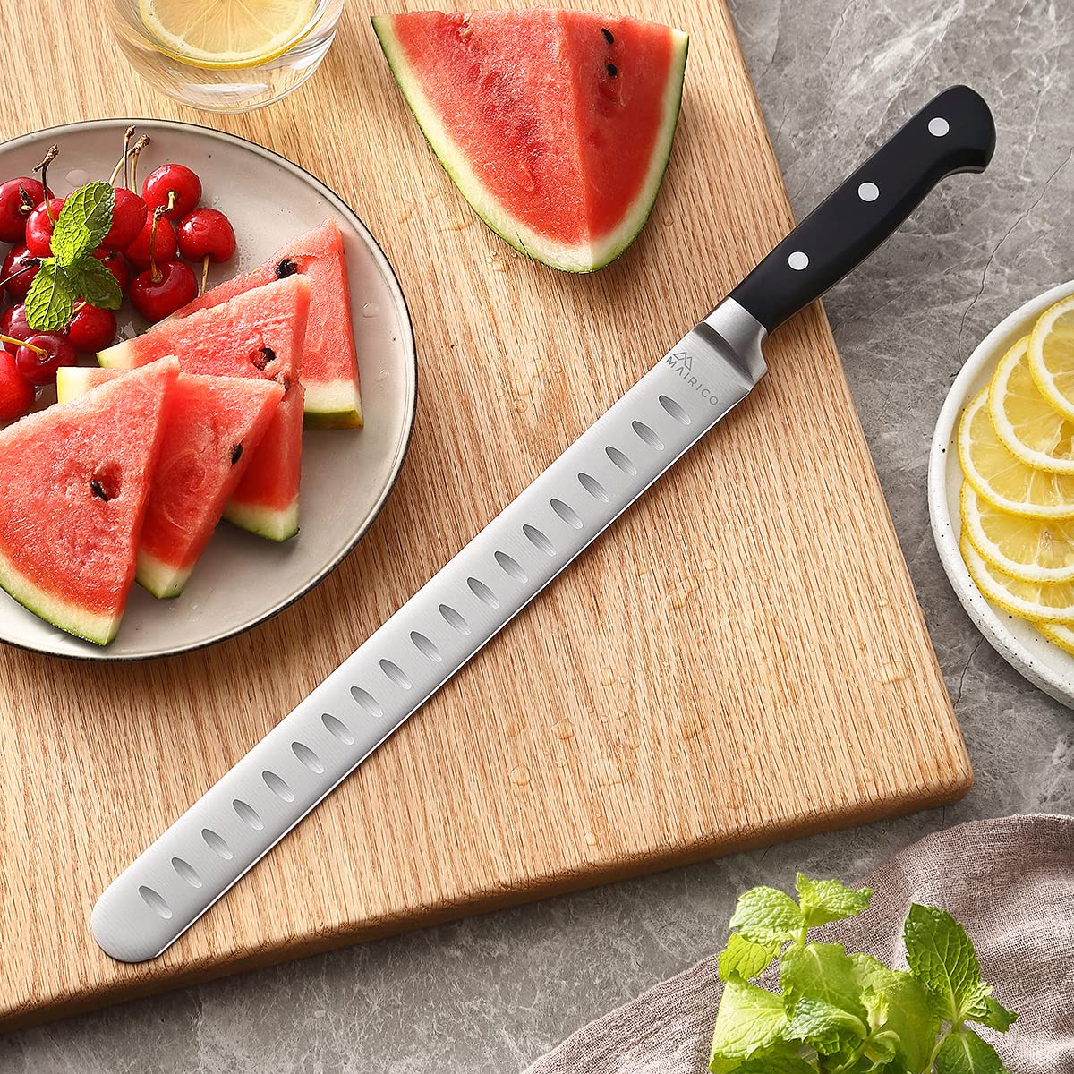 MAIRICO Brisket Slicing Knife - Ultra Sharp Premium 11-inch Stainless Steel Carving Knife for Slicing Roasts, Meats, Fruits and Vegetables