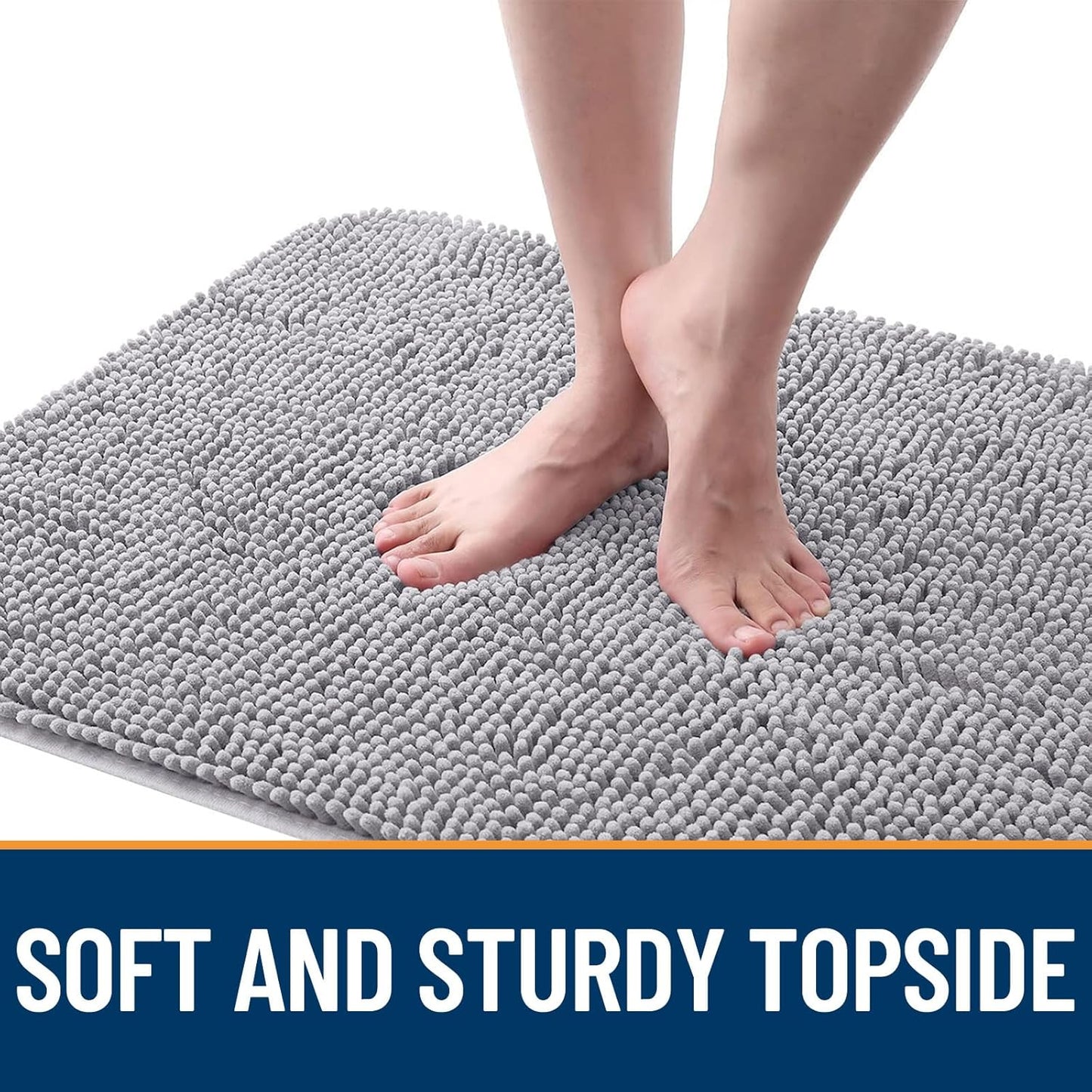 OLANLY Dog Door Mat - Absorbent Non-Slip Chenille for Muddy Paws | 44x24 Light Grey Indoor Doormat