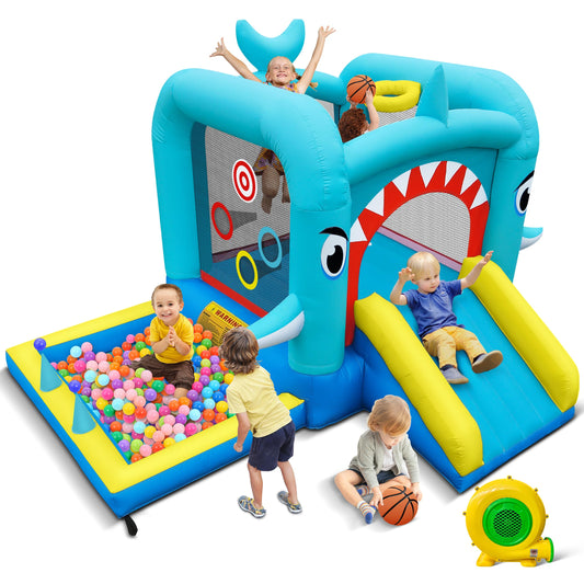 Culaluva Inflatable Bounce House: Jump Bouncer Castle Slide Combo - 7 in 1 for Kids 3-6 - with 370W Blower - for Indoor Outdoor Play