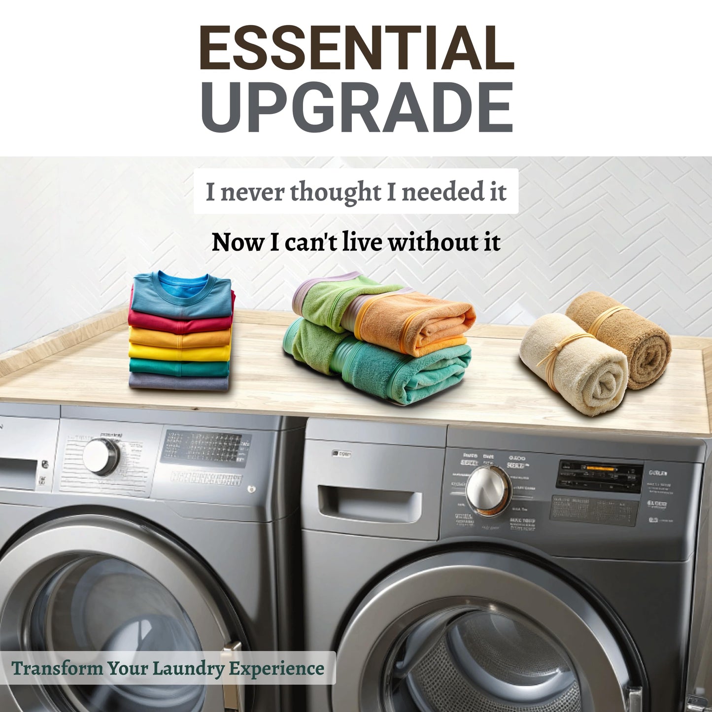 Skywin Washer Dryer Countertop 54 x 30 Inches, Single Real Solid Wood Butcher Block (Unfinished Plain Wood Surface) for One Unit Only (Washer or Dryer), Countertop Over Laundry Machine