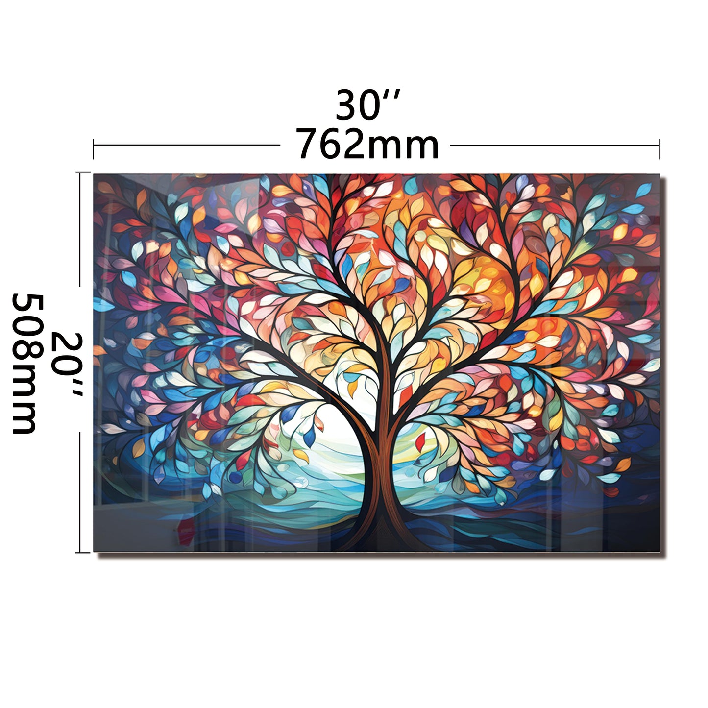 DAIFURONGE Tempered Glass Backsplash for Kitchen, Tree of Life Art Stove Backsplash Protector - Easy to Clean Wall Decor (Art Deco 2, 30"x20"(76.2x50.8cm))