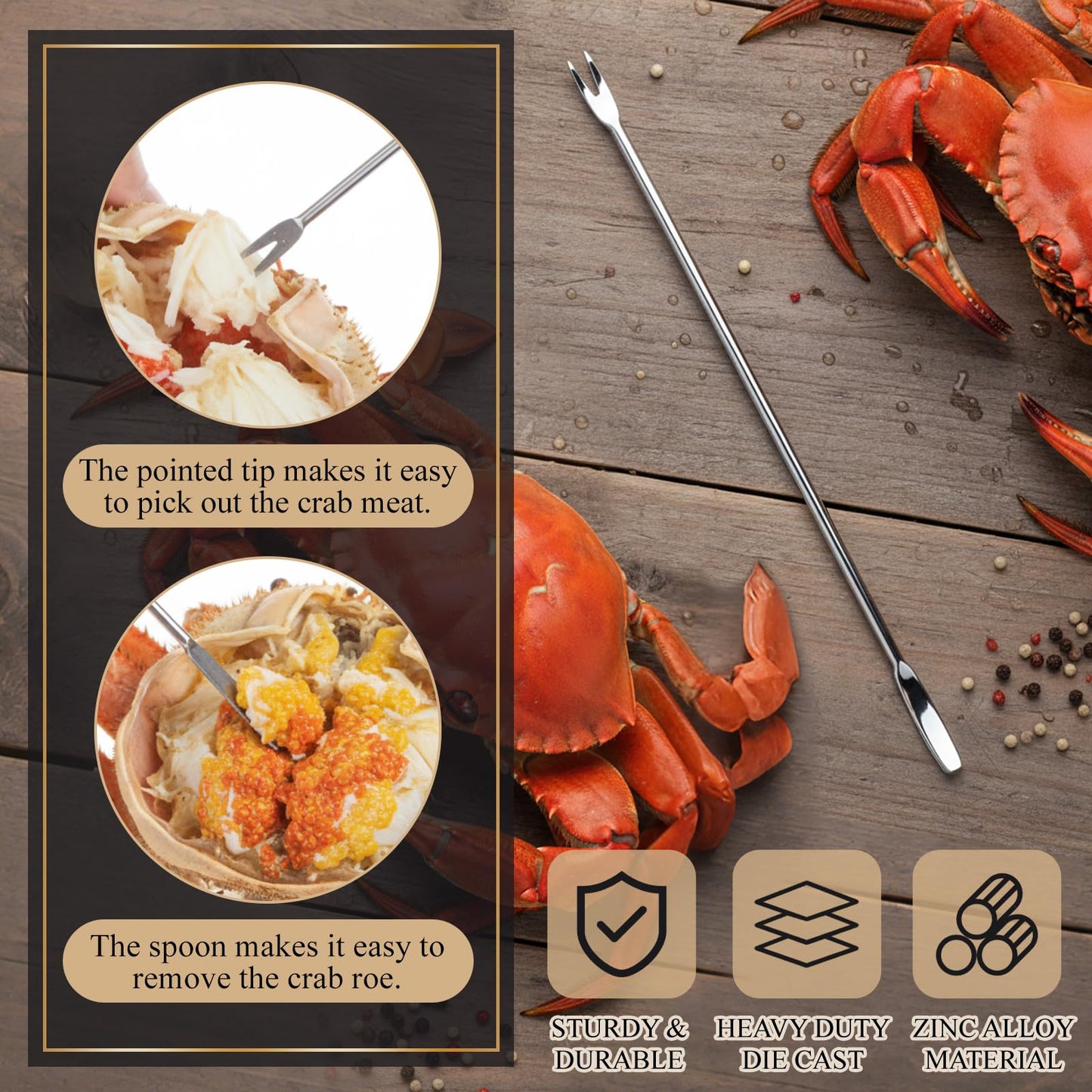 Pangda Crab Crackers and Tools Set with Gift Box Including 4 Lobster Crackers and 4 Seafood Forks Kit Professional Seafood Tools Set Crab Leg Cracker Tool Christmas Gifts