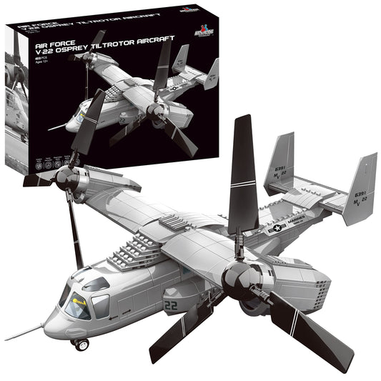 Apostrophe Games V-22 Osprey Tiltrotor Aircraft Building Block Set – 460-Pcs Plane for Kids Older Than 10 and Adults – Compatible with All Building Bricks