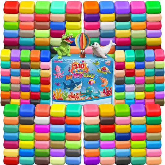 ESSENSON Air Dry Clay 210 Colors, Modeling Clay for Kids, DIY Molding Magic Clay for with Tools, Toys Gifts for Age 3 4 5 6 7 8+ Years Old Boys Girls Kids