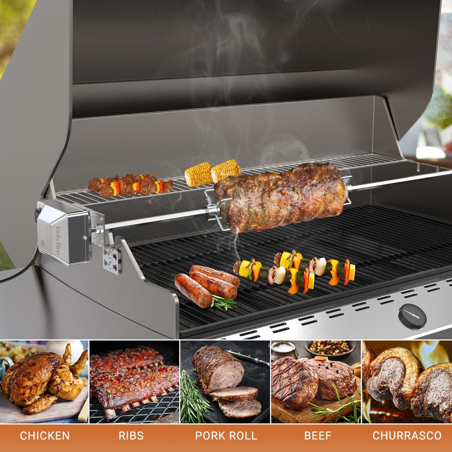 Onlyfire 6007 Stainless Steel Grill Rotisserie Meat Forks(1-Pair)- Only Fits 5/16" Square Spit Rods