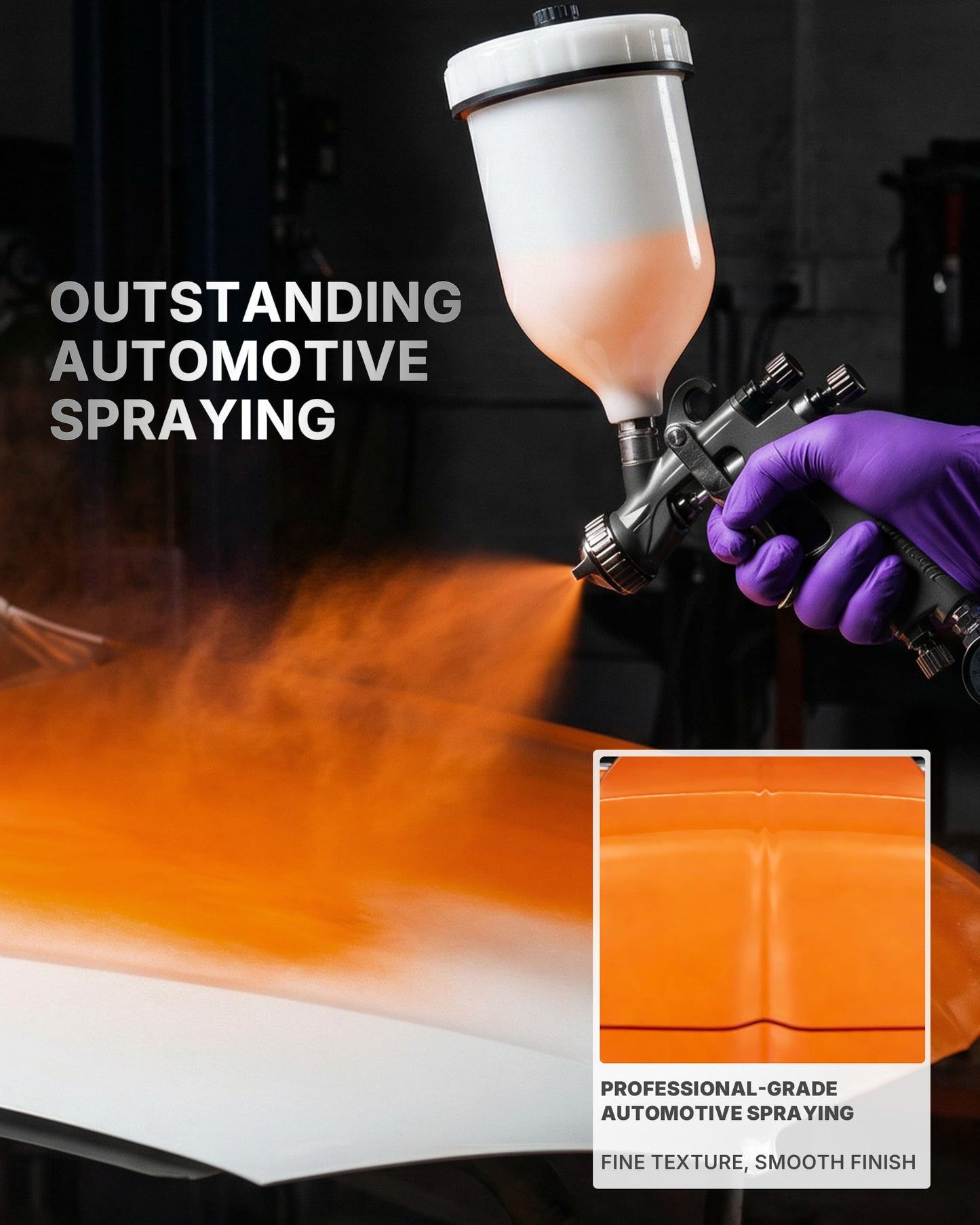 Tilswall Pinto LVLP Spray Gun Ideal for Automotive Painting, Ultral-Long Service Life and High-Efficiency Air Paint Gun for Car Painters, DIY Users and Hands-On Beginners, Suitable for Most Paints