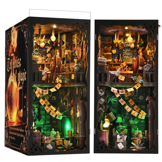 TOYQI DIY Book Nook Kit, Miniature House Dollhouse Kit for Adult and Teens, Book Nook Kits for Adults, Booknook Bookend Alley Model Build with Dust Cover, Gifts for Family Friends