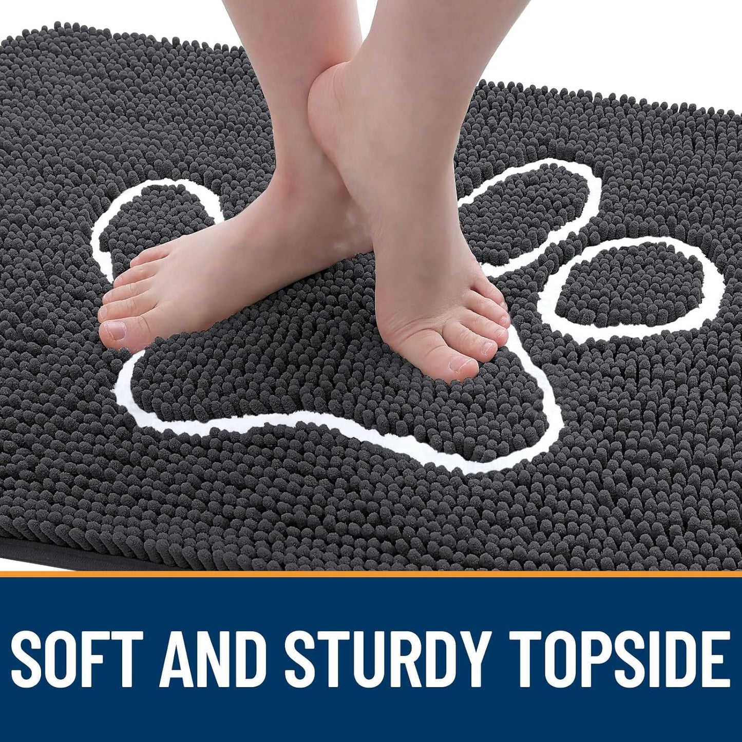 OLANLY Dog Door Mat - Absorbent Non-Slip Mud Mat for Paws | Quick Dry Chenille, 59x32, Dark Grey
