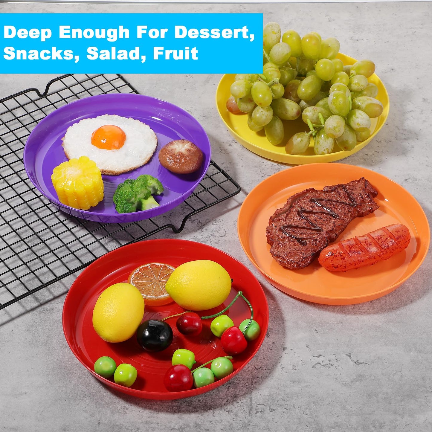 Nodaaiie 24 Pack Kids Plastic Plates 7 Inch Unbreakable Toddler Dinner Plates Set Plastic Plates Reusable, Microwave & Dishwasher Safe, 6 Vibrant Colors, Stackable for Home, Travel, Parties