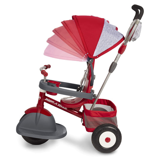 Radio Flyer Ultimate All-Terrain Stroll 'N Trike, Ages 1-5, Convertible 4-in-1 Tricycle, All-Terrain Tires, Parent Push Handle, UV Canopy, Accessories, Safety Harness, Stroller Tricycle for Toddlers