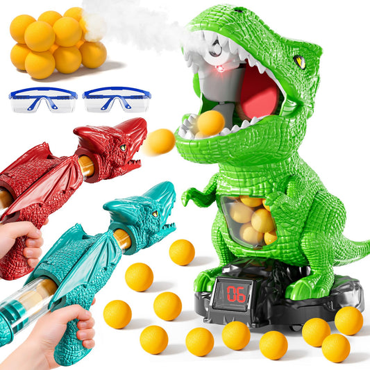 JUKUDAHU Dinosaur Shooting Toys for Kids 3-5, Moveable Shooting Game with 2 Air-Pump, 36 Balls Toys, Scoreboard, Light and Sound, Competitive Game Birthday Gift Boys and Girls Ages 3 4 5 6 7 8