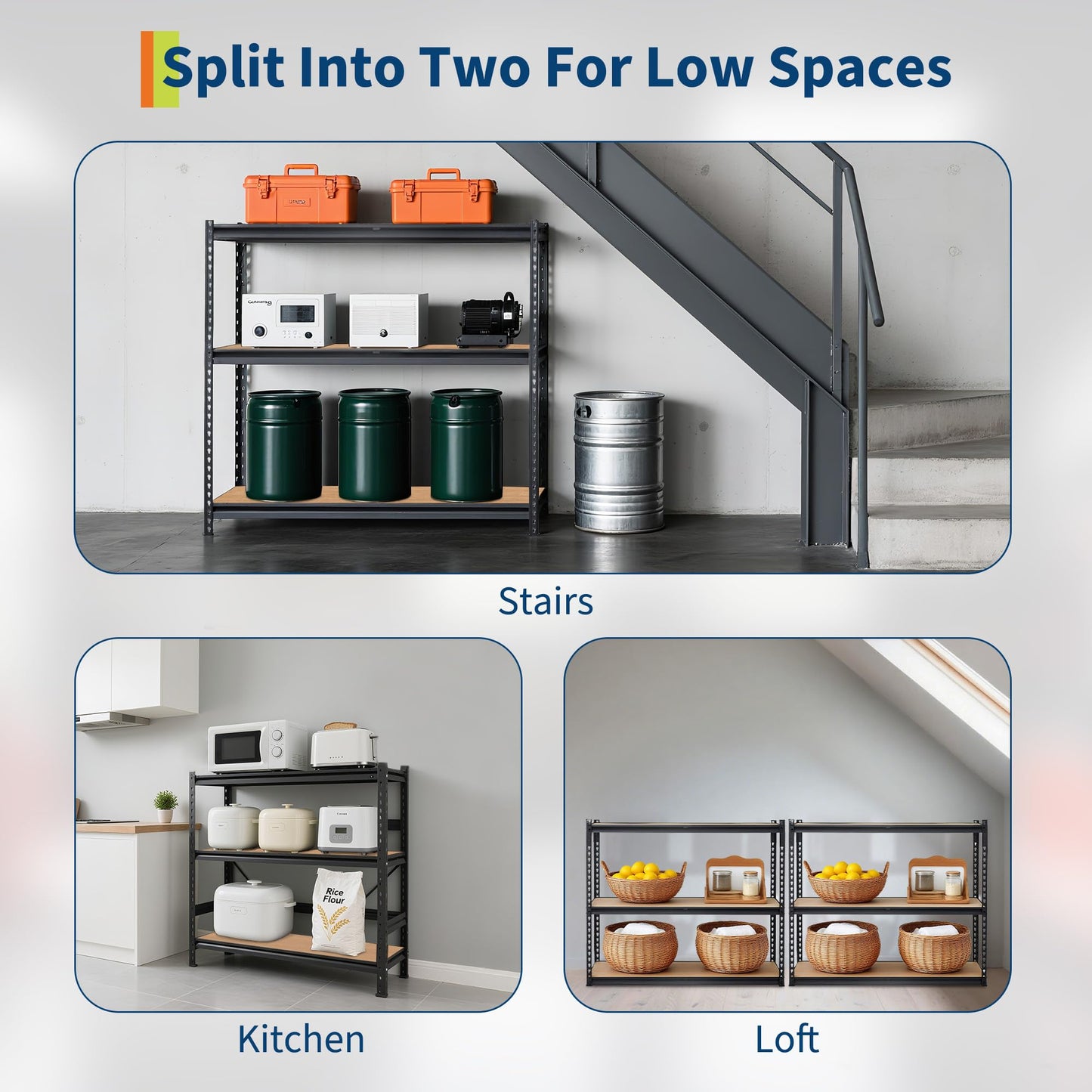 SierraSquad Storage Shelving Unit, 5-Tier Garage Storage Shelves, Metal Adjustable Storage Shelving for Kitchen Pantry Basement Bathroom Laundry, 2500 LBS, 48" L x 24" W x 72" H