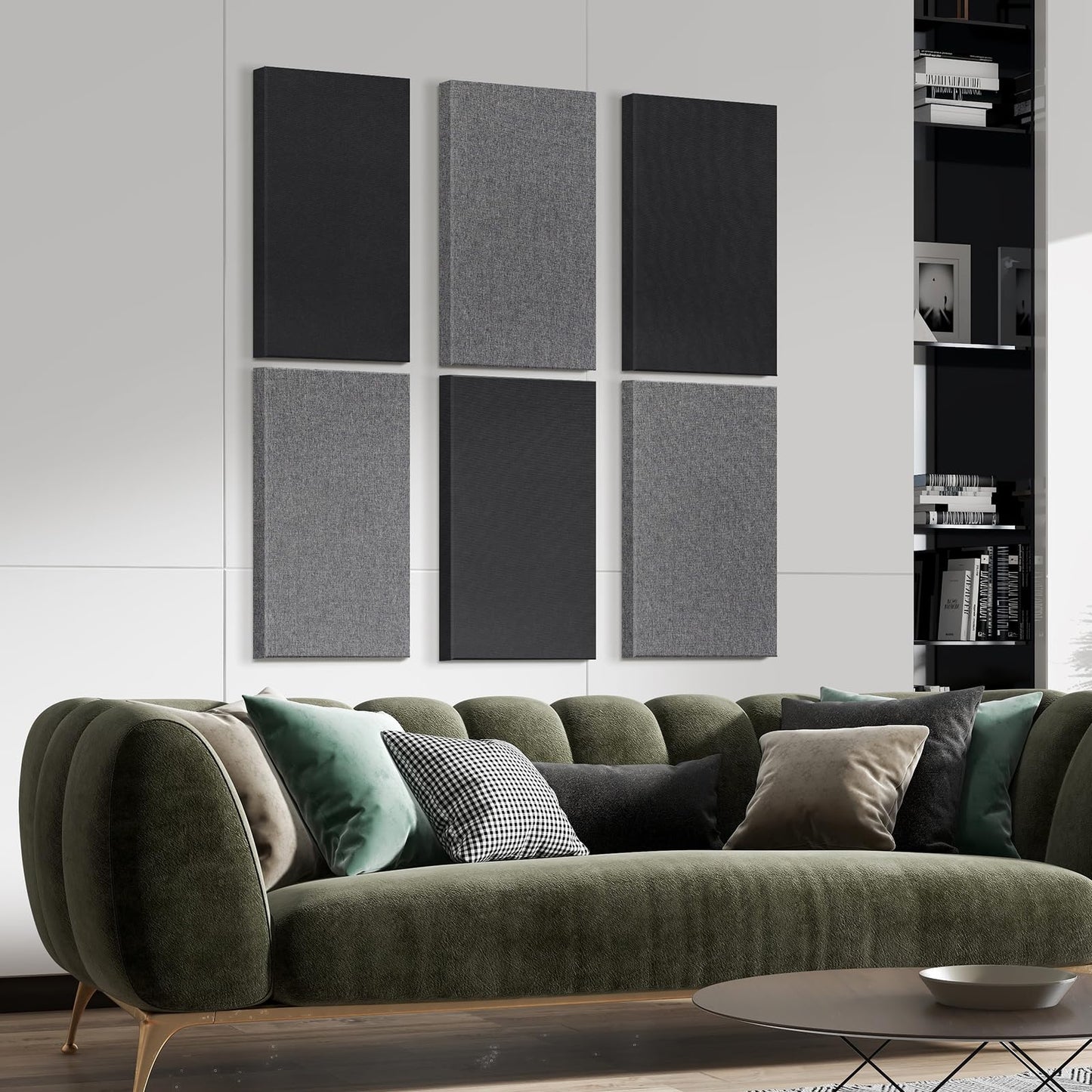 23.62" X 11.81" X 2" Fiberglass Wall Panel, 4 Pack Acoustic Panels, Acoustic Panels Sound Absorbing for Office, Studio, Home Theatre - Heather Grey
