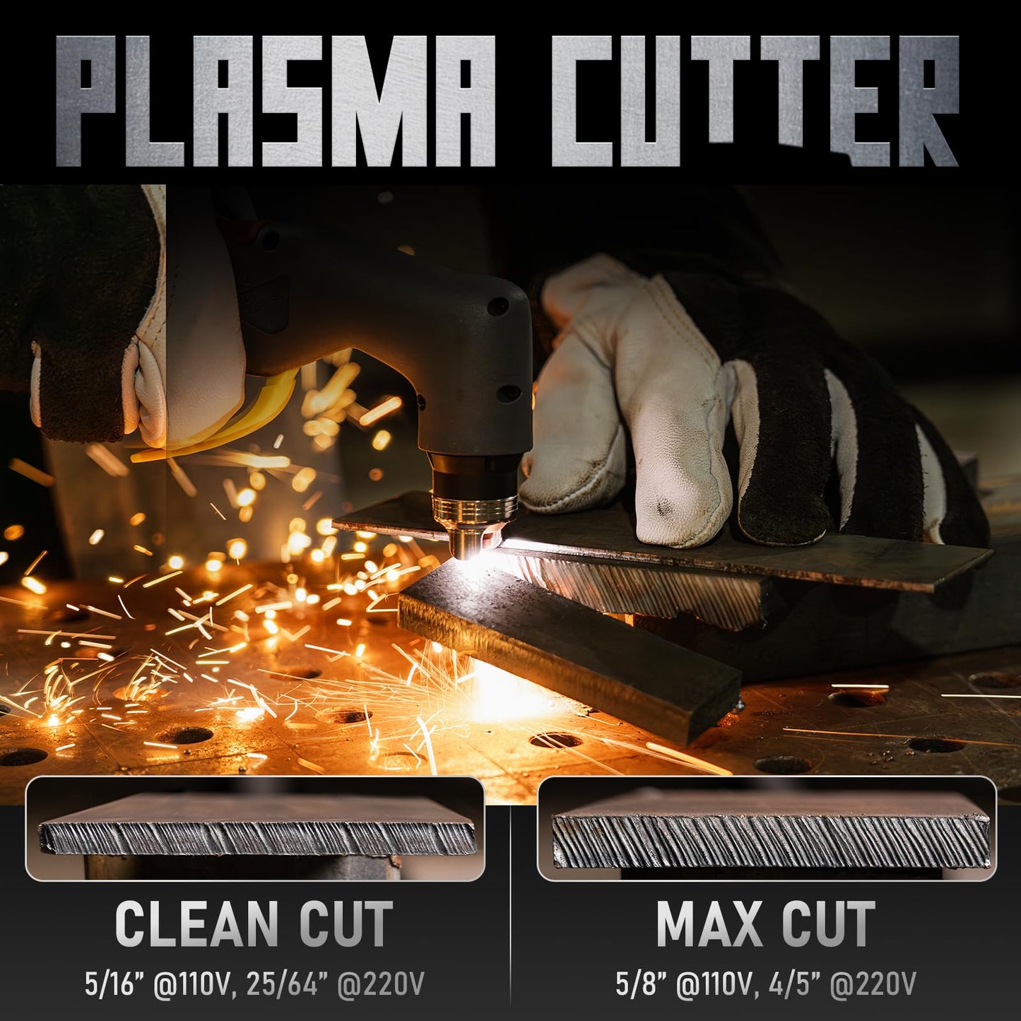 YESWELDER 55 Amp Plasma Cutter Non-High Frequency, Large LED Digital Display Non-Touch Pilot Arc, Digital DC Inverter 110/220V Dual Voltage Plasma Cutting Machine CUT-55DS PRO