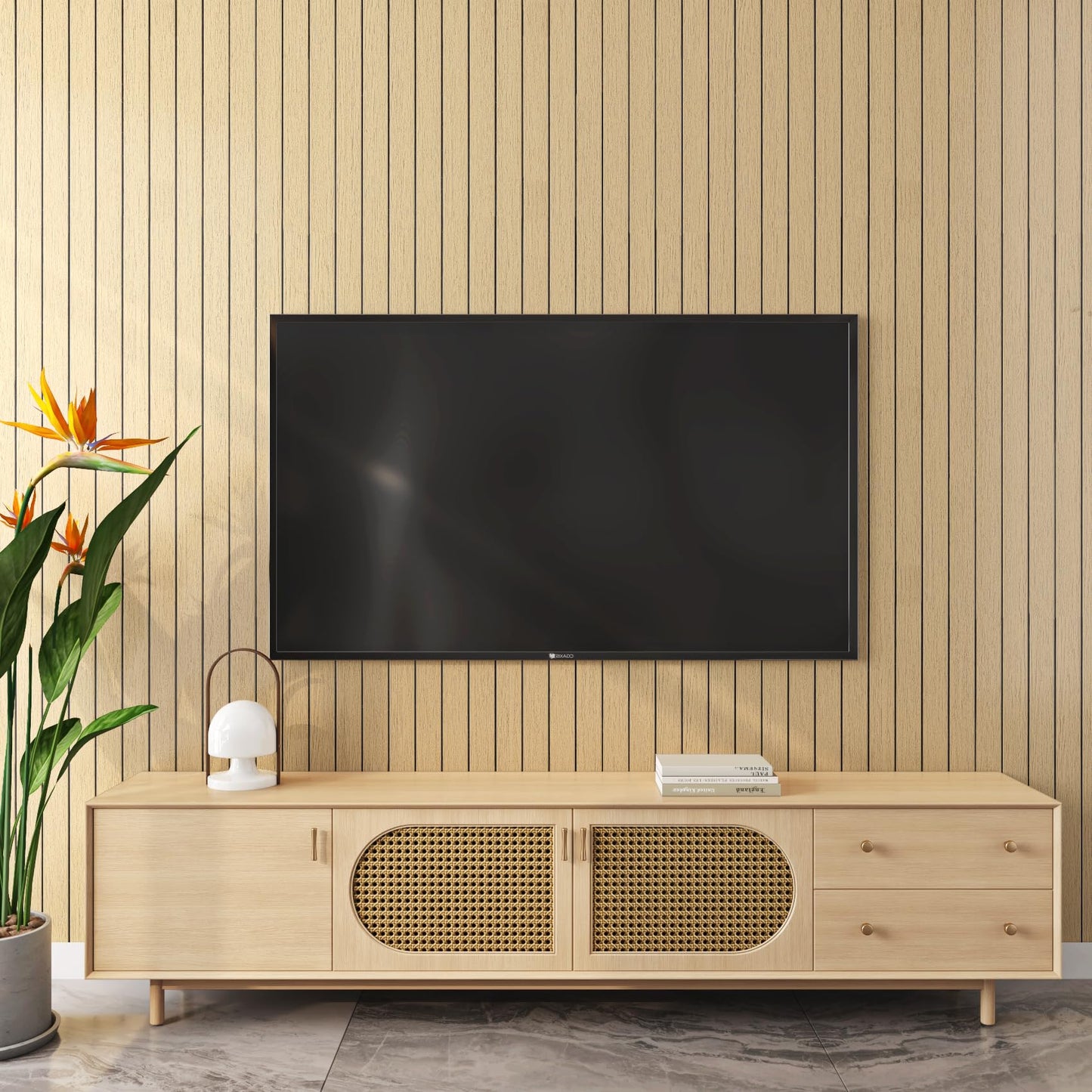 Stickyart Natural Wood Panels for Wall 23.6"X 196.8" Peel and Stick 3D Slat Wall Panel Light Wood Slat Wallpaper Self Adhesive Flexible Walls Paneling PVC Thick Waterproof for Ceiling Interior Walls